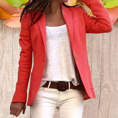 Krohn-e | Revers Knopf Schlanke Lange Ärmel Damen Blazer
