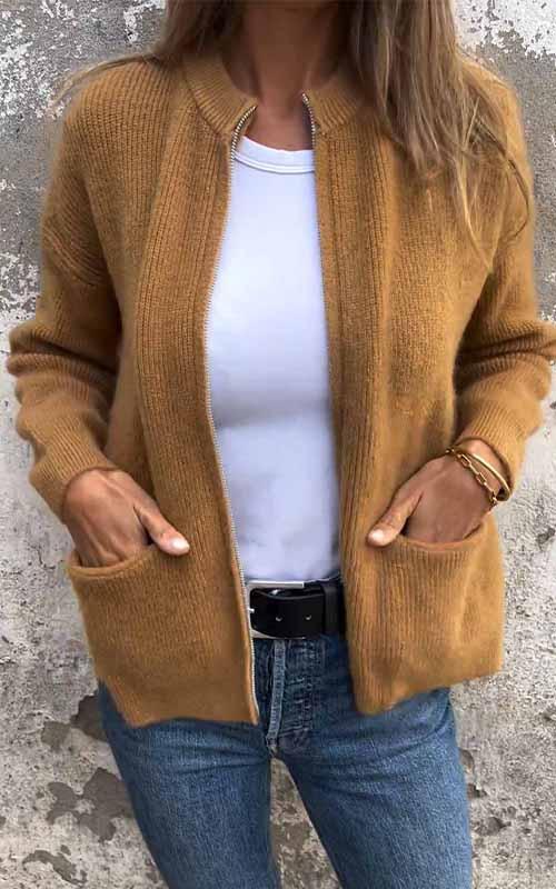 Krohn-e | Reißverschluss-Strickjacke aus Baumwolle