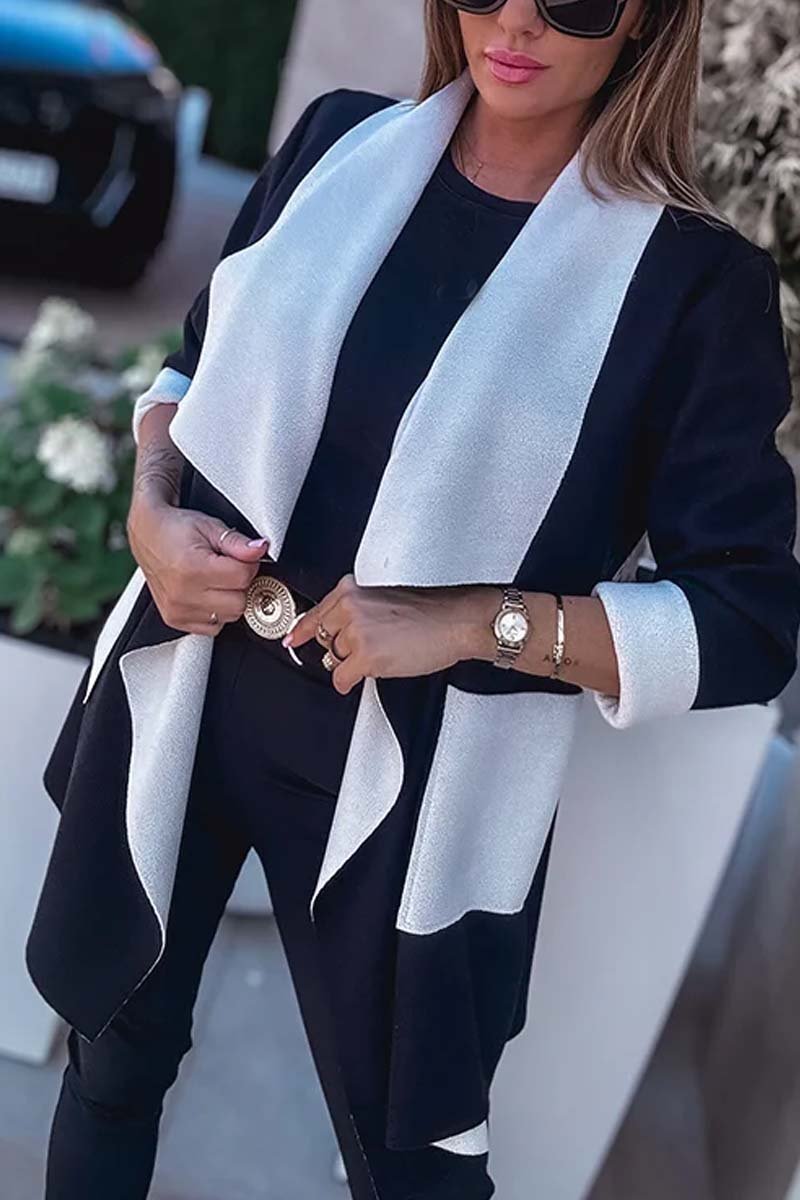 Krohn-e | Offene Strickjacke mit Kontrastkante Elegant und Modern Leichter Komfort