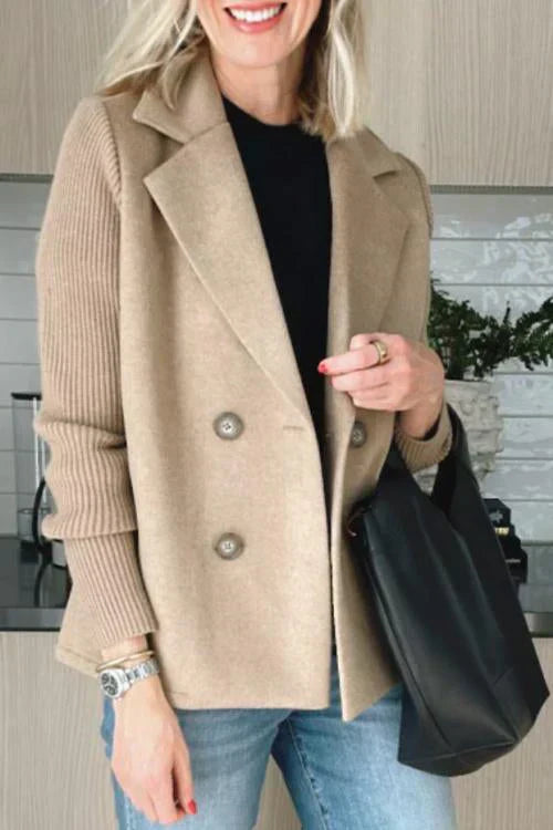 Krohn-e | Strickärmel Blazer Doppelreihige Knöpfe Klassisch mit Einem Twist