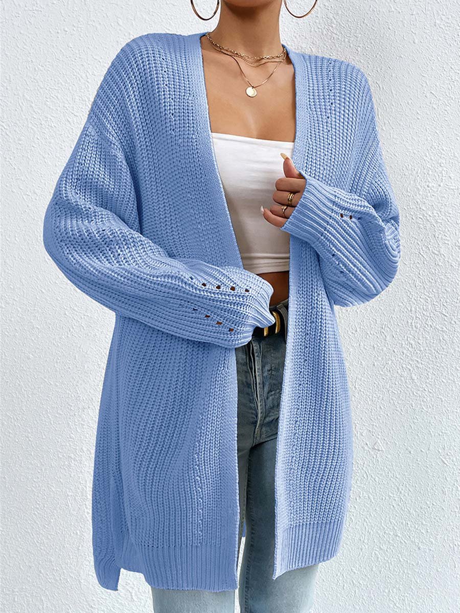 Krohn-e | Kardigan - V-Ausschnitt Lockere Mittellange Gestrickte Jacke, Lässig und Bequem