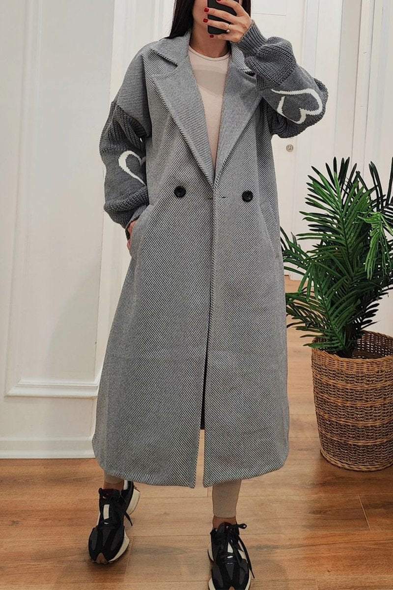 Krohn-e | Lange Jacke mit Strickärmel Elegant und Warm Einzigartiges Design