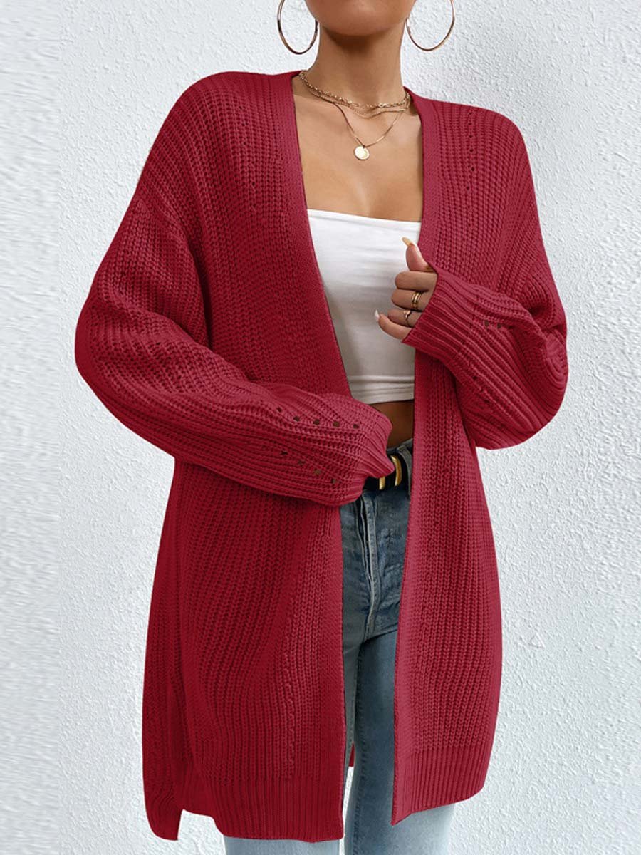 Krohn-e | Kardigan - V-Ausschnitt Lockere Mittellange Gestrickte Jacke, Lässig und Bequem
