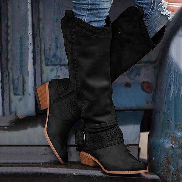 Krohn-e | Cowboystiefel mit Blockabsatz Dekorative Schnalle