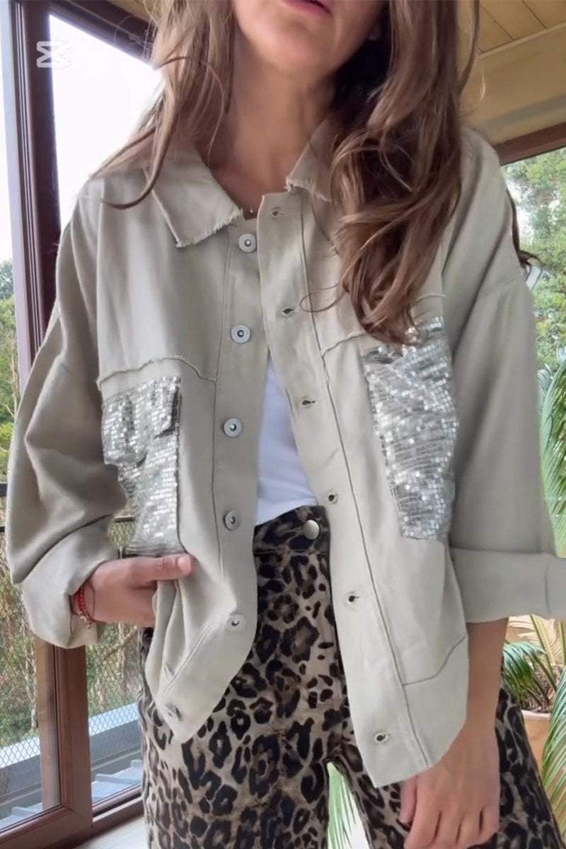 Krohn-e | Shirtjacke mit Pailletten-details Lässige Passform Modernes Statement
