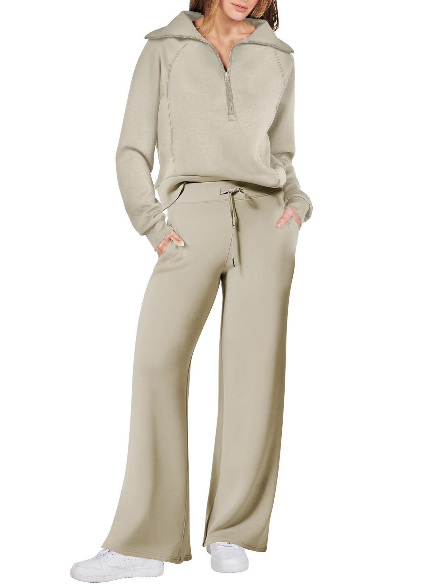 Fudus Damen-Set: Angenehmer Zip-Pullover und Hose mit Kordelzug