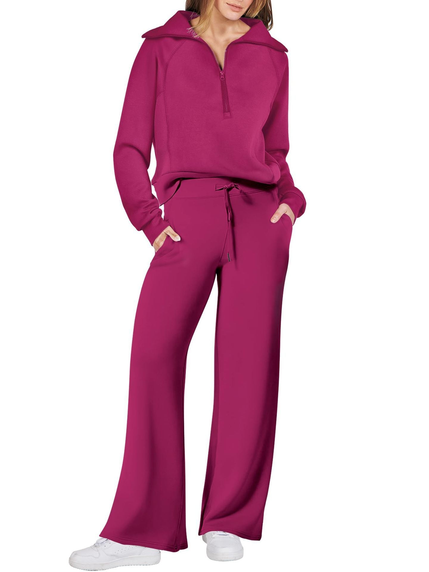 Fudus Damen-Set: Angenehmer Zip-Pullover und Hose mit Kordelzug