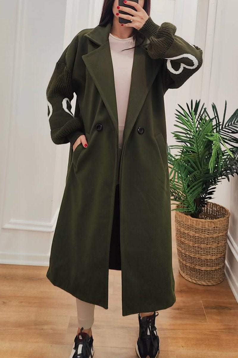 Krohn-e | Lange Jacke mit Strickärmel Elegant und Warm Einzigartiges Design