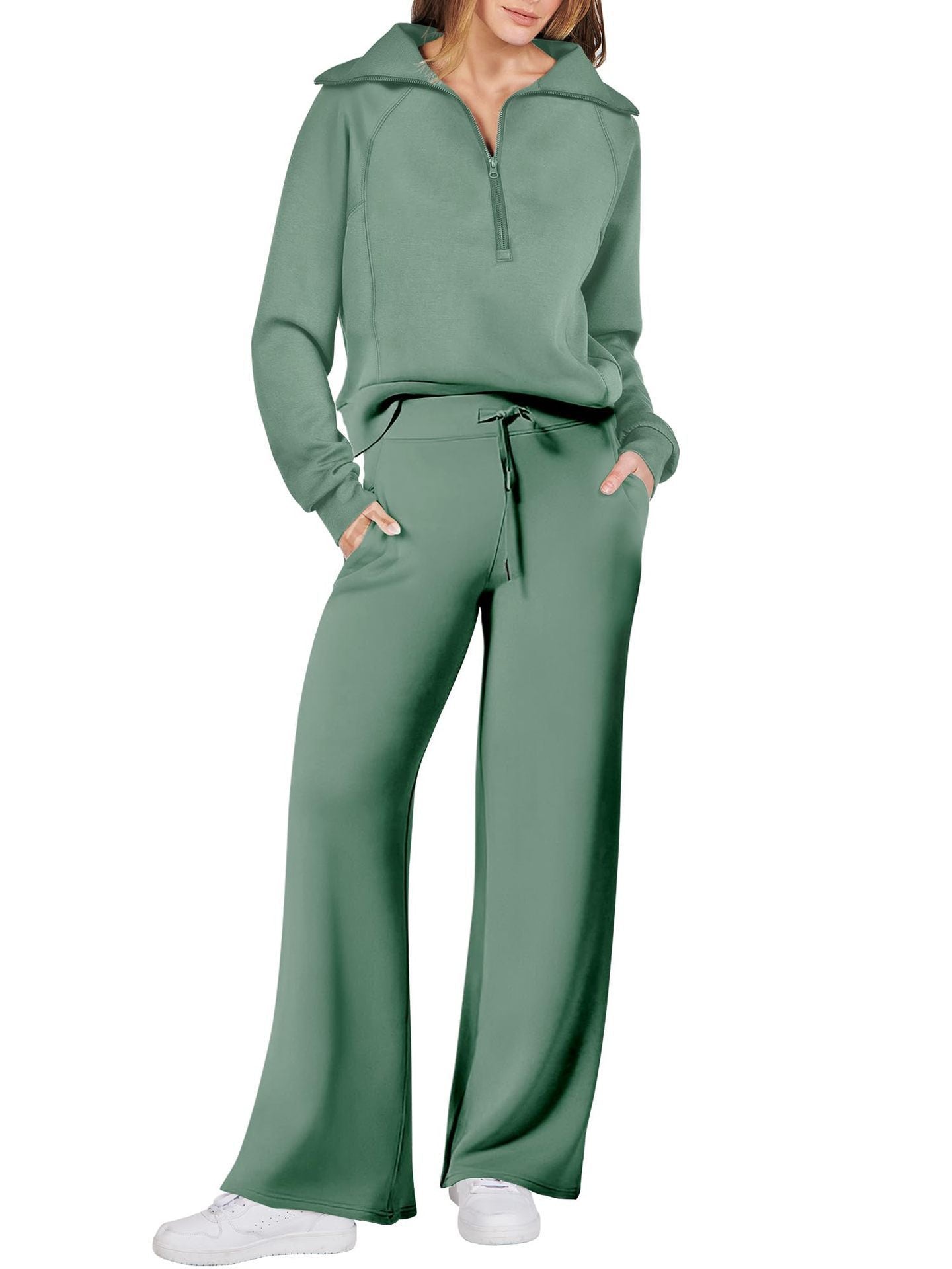 Fudus Damen-Set: Angenehmer Zip-Pullover und Hose mit Kordelzug