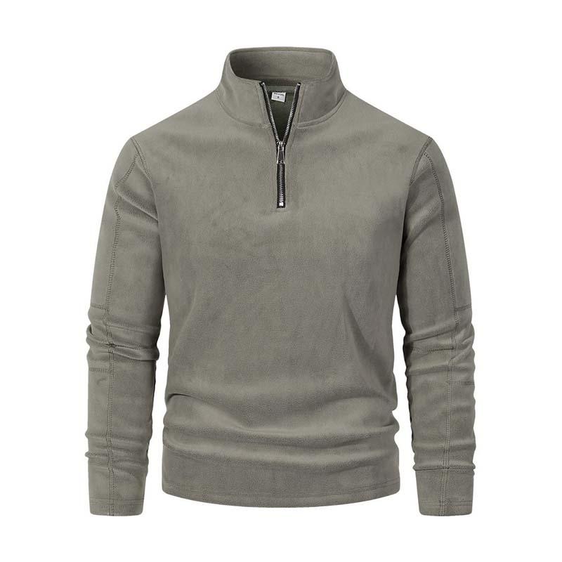 Krohn-e | Langärmliger Pullover mit Halblangem Reißverschluss Weicher Fleece Komfort und Stil