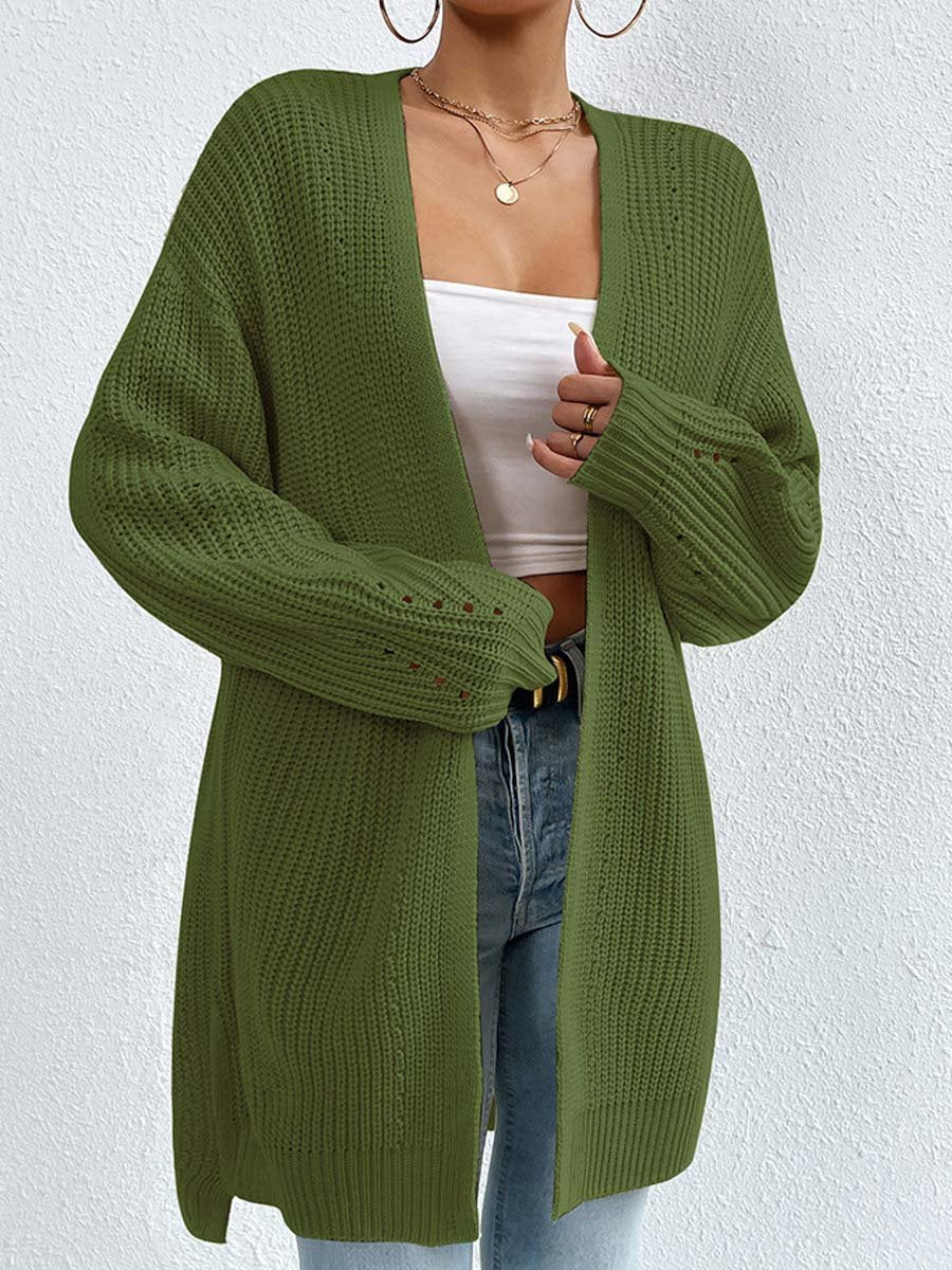 Krohn-e | Kardigan - V-Ausschnitt Lockere Mittellange Gestrickte Jacke, Lässig und Bequem