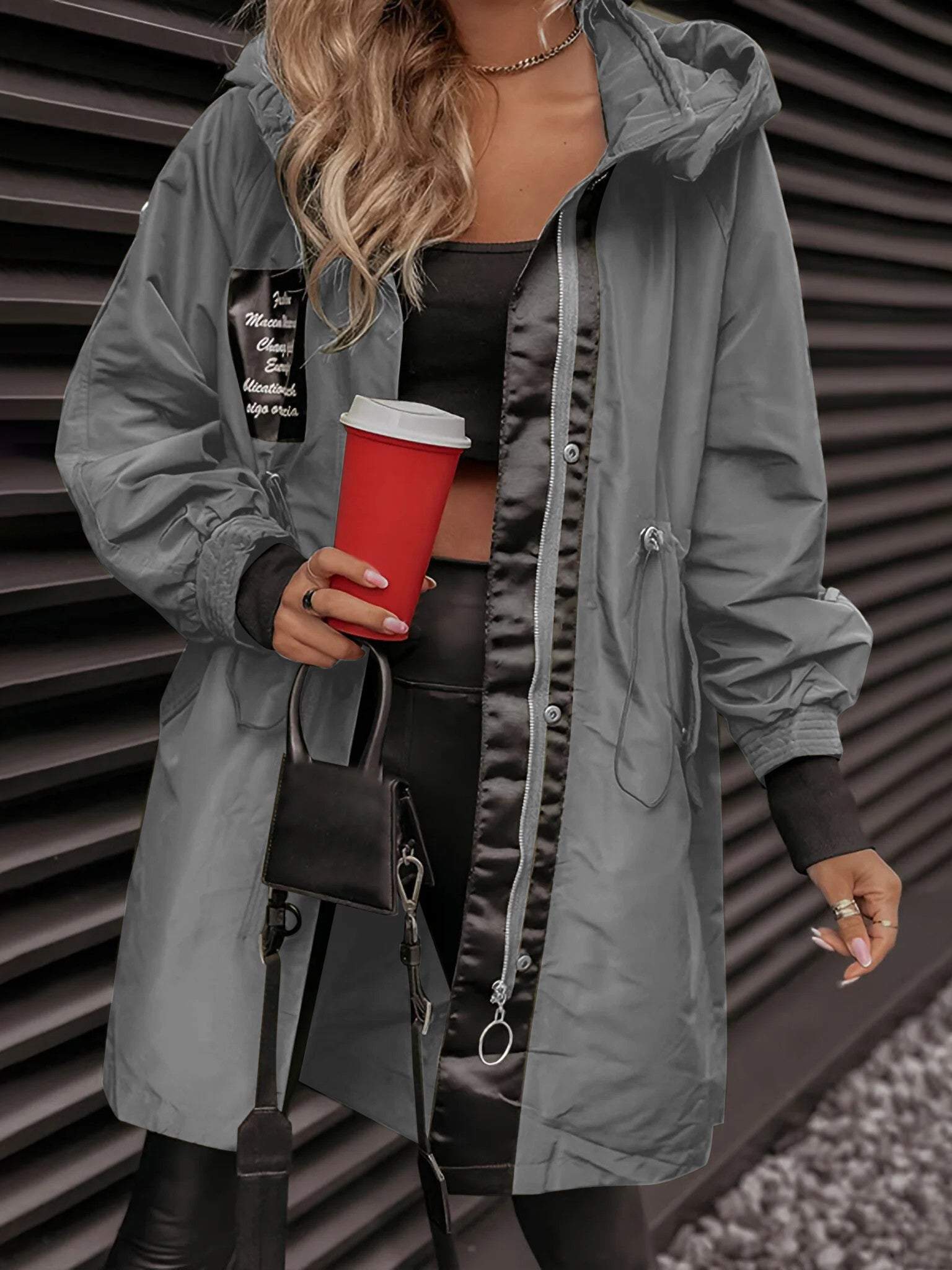 Krohn-e | Damen Parka - langer Mantel mit Kapuze, verstellbarem Kordelzug und Reißverschluss
