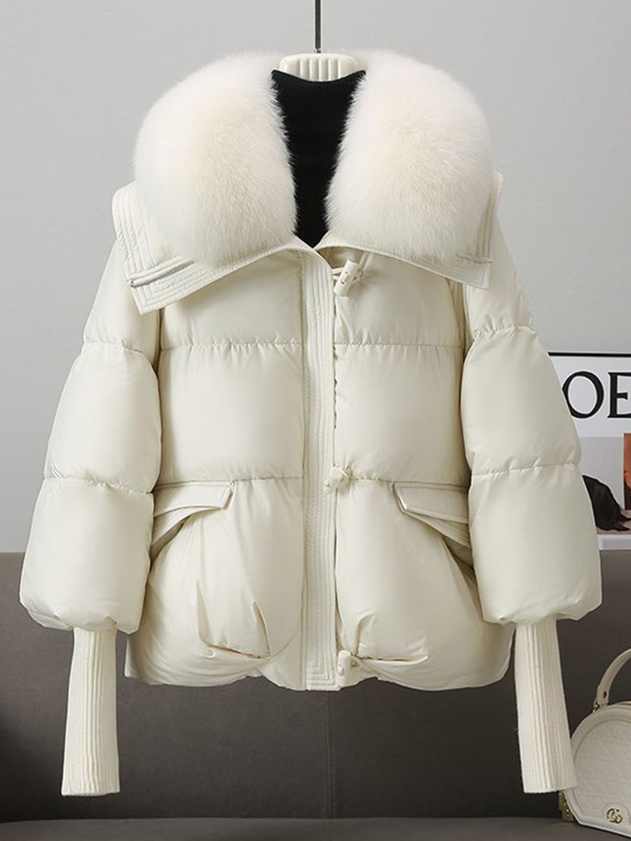Krohn-e | oversized Daunenjacke - luxuriöser Plüsch-Fellkragen und warme gepolsterte Jacke