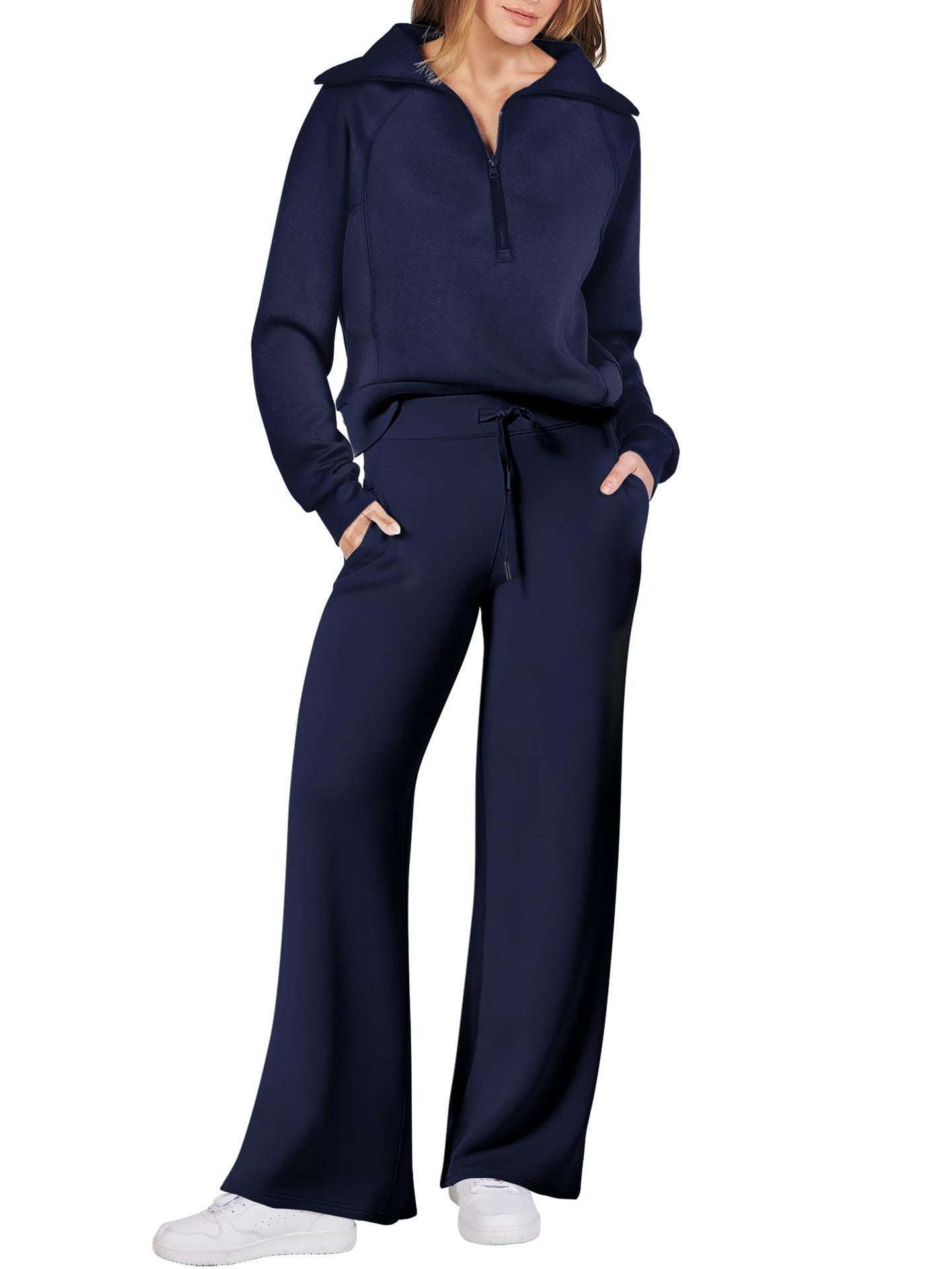 Fudus Damen-Set: Angenehmer Zip-Pullover und Hose mit Kordelzug