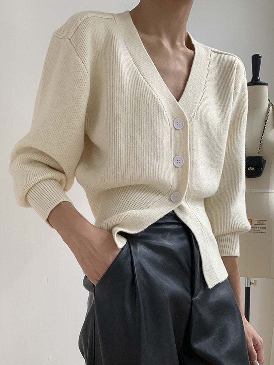 Krohn-e | Strickjacke - V-Ausschnitt Innenbund Strickjacke