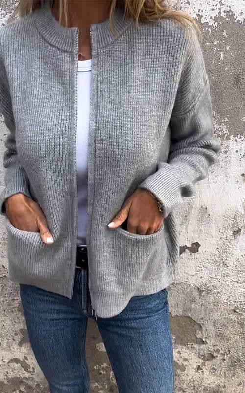 Krohn-e | Reißverschluss-Strickjacke aus Baumwolle