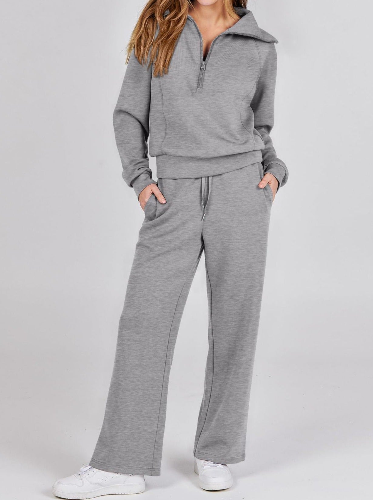 Fudus Damen-Set: Angenehmer Zip-Pullover und Hose mit Kordelzug