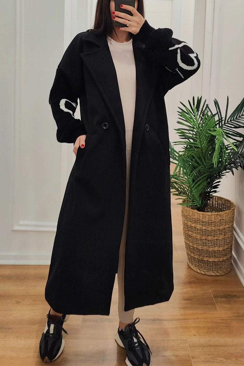 Krohn-e | Lange Jacke mit Strickärmel Elegant und Warm Einzigartiges Design