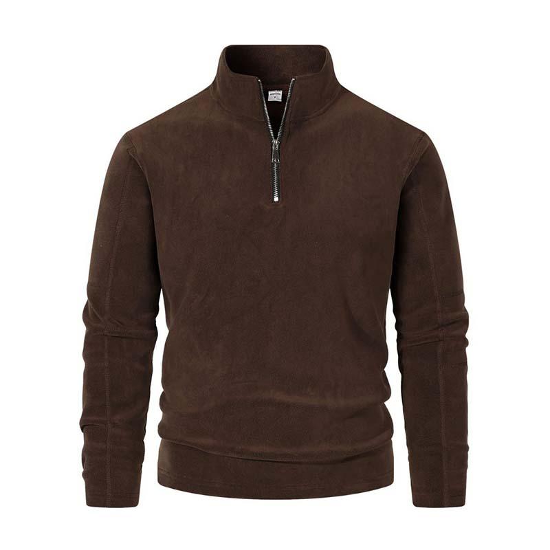 Krohn-e | Langärmliger Pullover mit Halblangem Reißverschluss Weicher Fleece Komfort und Stil