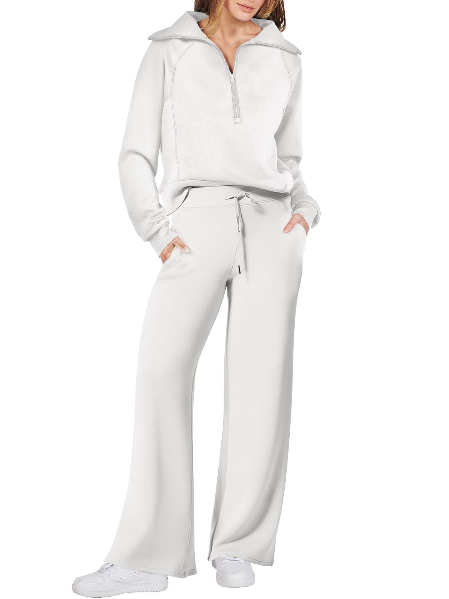Fudus Damen-Set: Angenehmer Zip-Pullover und Hose mit Kordelzug