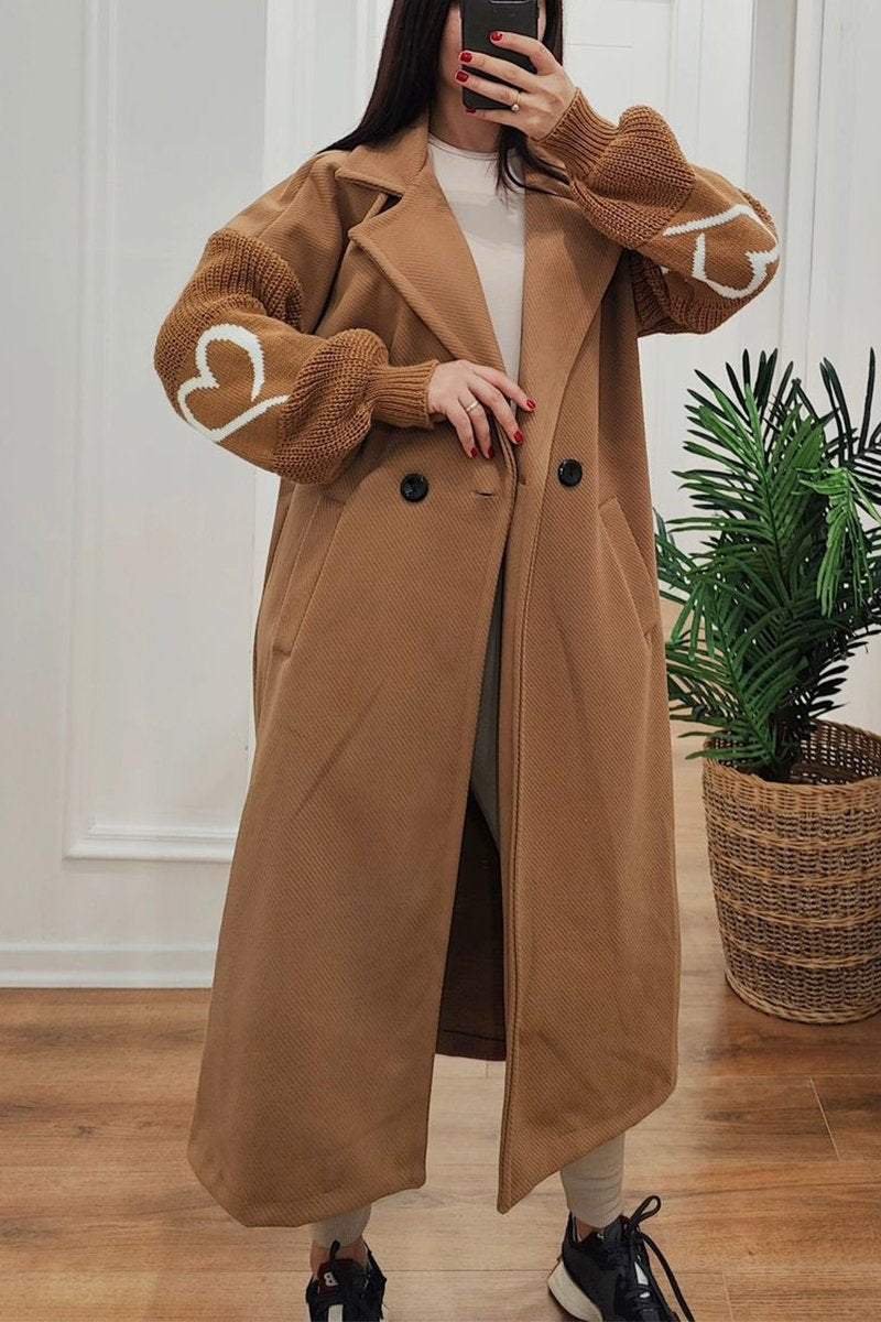 Krohn-e | Lange Jacke mit Strickärmel Elegant und Warm Einzigartiges Design