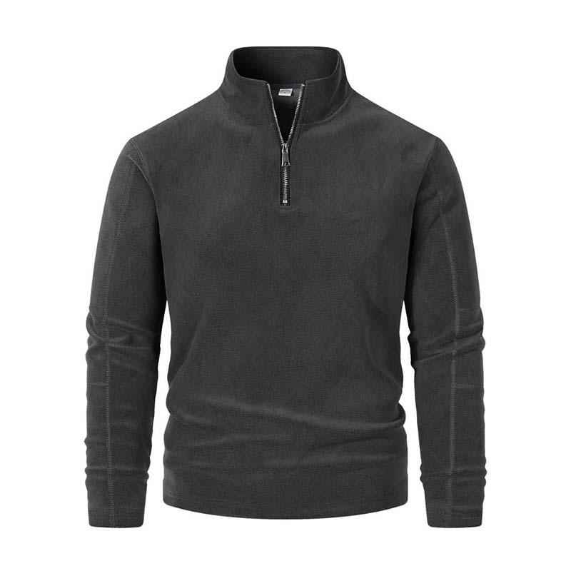 Krohn-e | Langärmliger Pullover mit Halblangem Reißverschluss Weicher Fleece Komfort und Stil