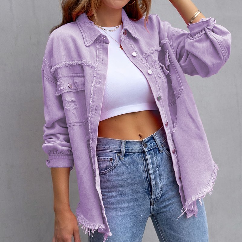 Krohn-e | Lässige Damen Denimjacke mit Langen Ärmeln