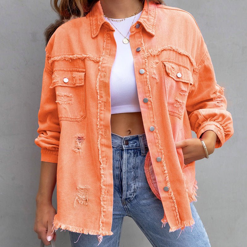 Krohn-e | Lässige Damen Denimjacke mit Langen Ärmeln