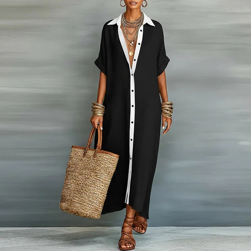 Kassiopeia | Damen Hemdkleid mit Knopfleiste Maxi