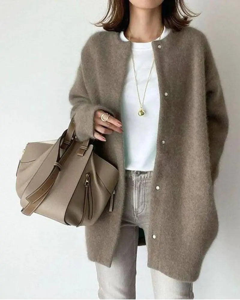 Krohn-e | Cardigan Aus Wolle und Mohair für Den Herbst Frauen