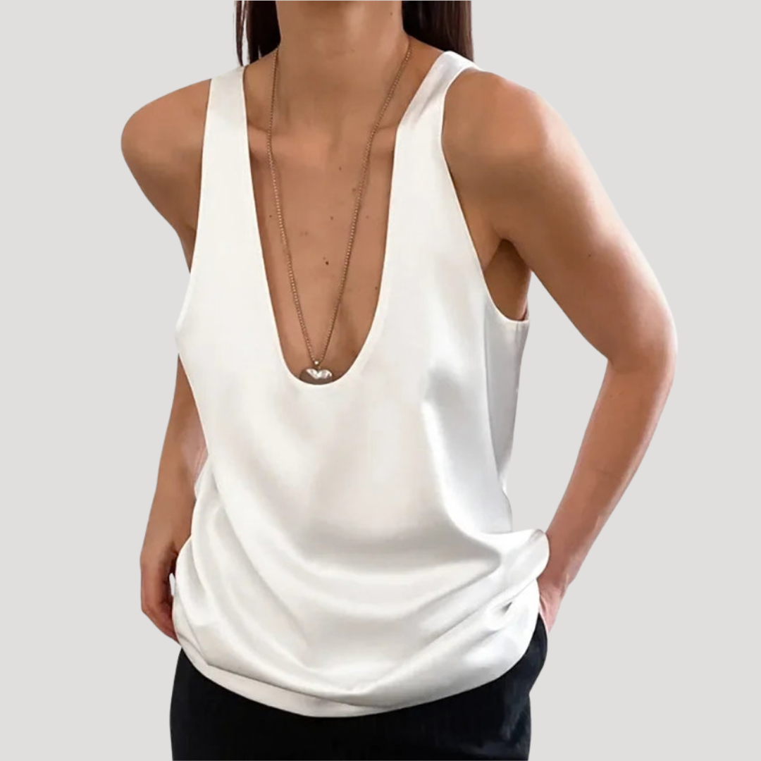 Katja | Damen Tanktop Tiefem V-Ausschnitt Ärmellos
