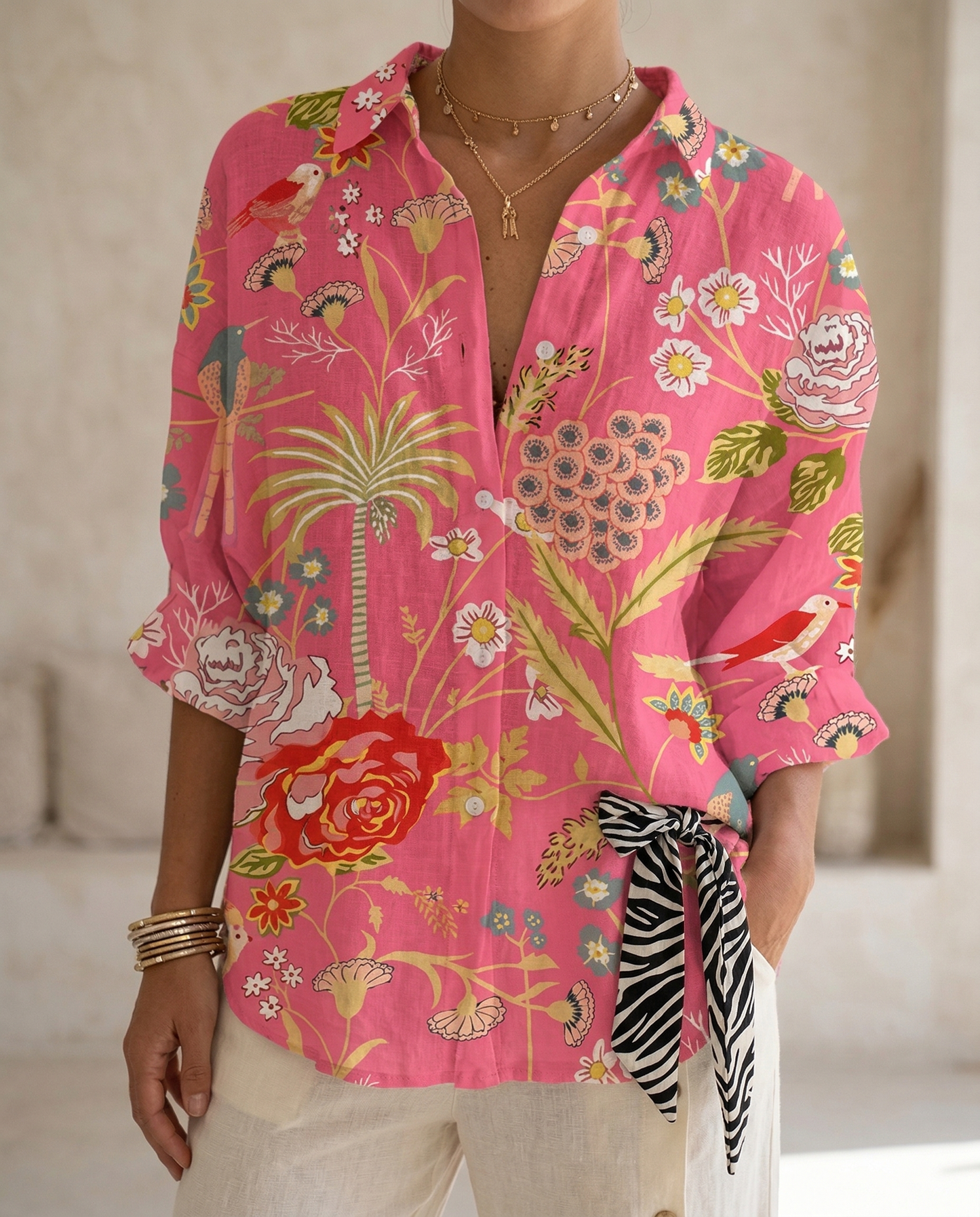 Katrin | Damen Bluse mit tropischem Print
