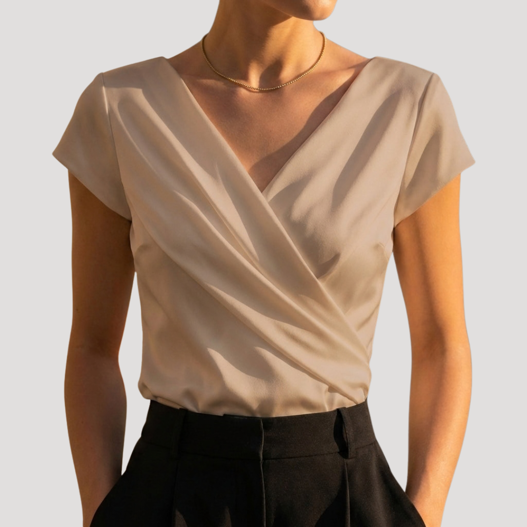 Kirsa | Damen Wickelbluse mit Wickelausschnitt Kurzarm