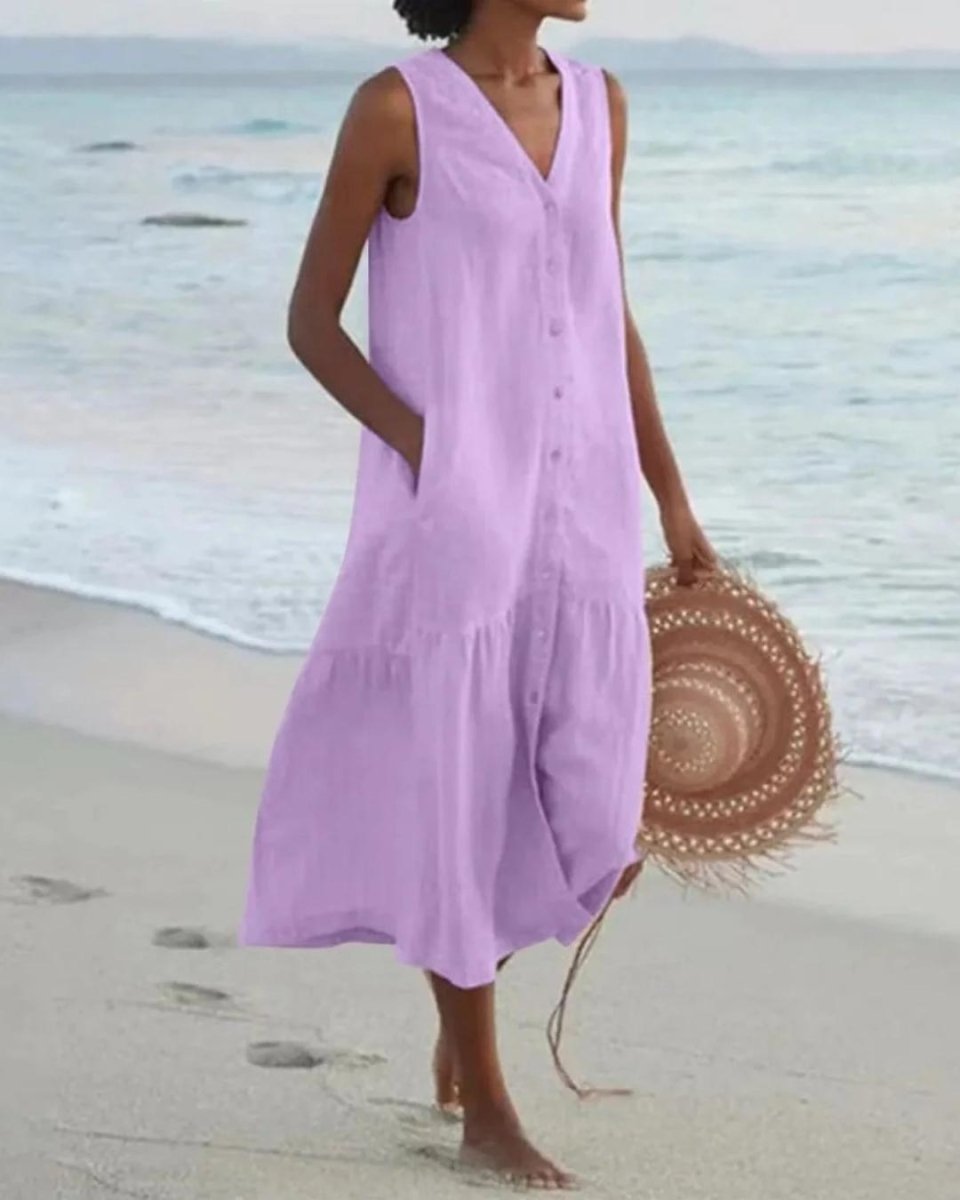 Sommer-Maxikleid Kornelia mit V-Ausschnitt