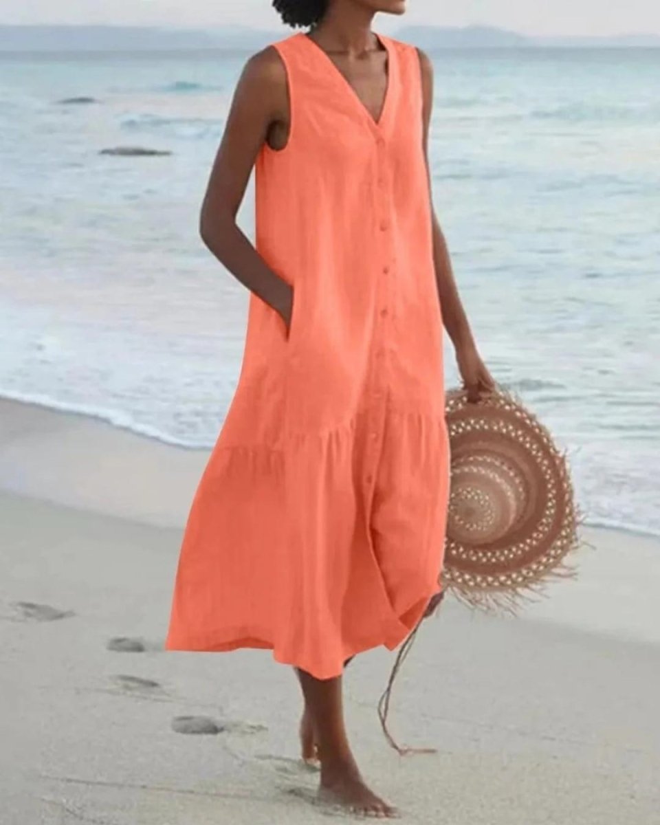 Sommer-Maxikleid Kornelia mit V-Ausschnitt