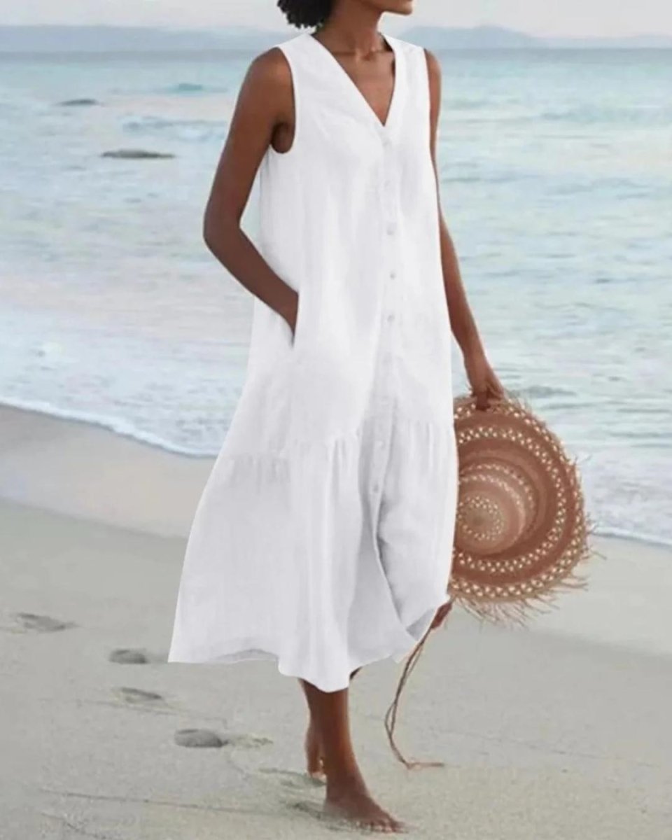 Sommer-Maxikleid Kornelia mit V-Ausschnitt