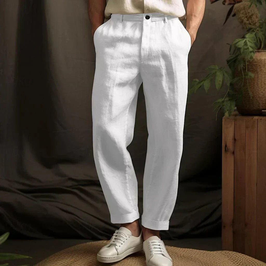 Elegante Herren-Leinenhose mit spitz zulaufenden Knöcheln