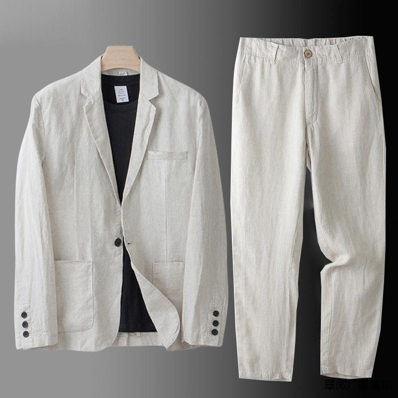 Entspannter Leinenblazer Herren Anzug Set - Chard
