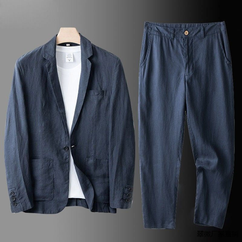 Entspannter Leinenblazer Herren Anzug Set - Chard