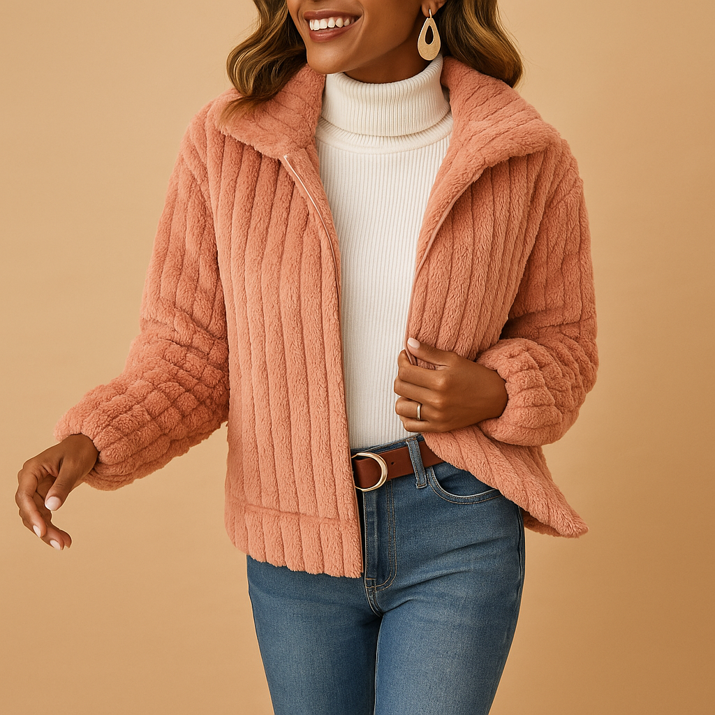 Krohn-e | Stilvolle Teddy Damenjacke mit Kragen