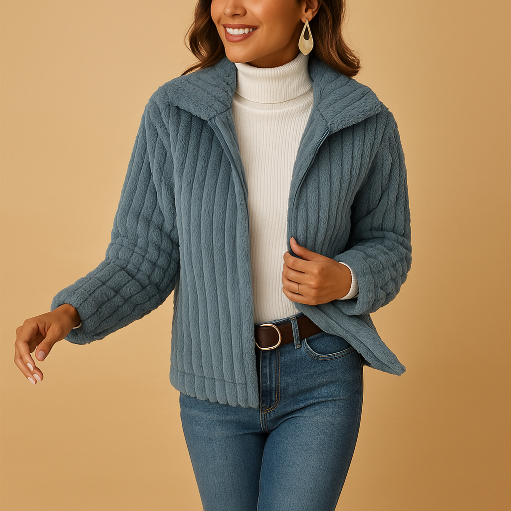 Krohn-e | Stilvolle Teddy Damenjacke mit Kragen