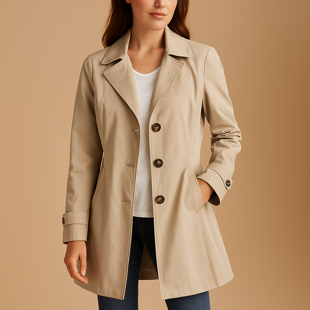 Krohn-e | Stilvoller Damen Trenchcoat mit Knopfverschluss