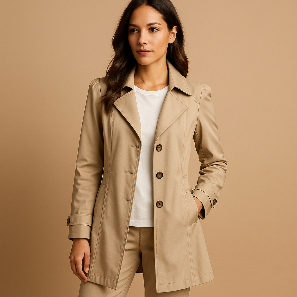 Krohn-e | Stilvoller Damen Trenchcoat mit Knopfverschluss