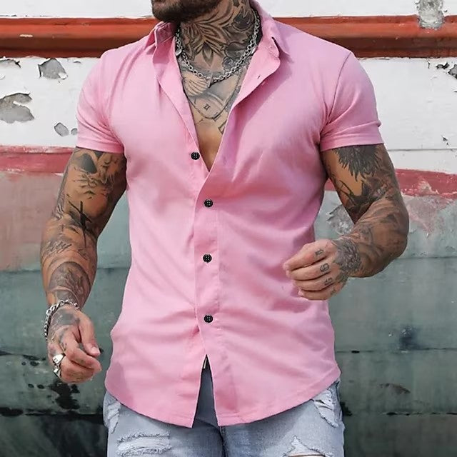 Leandro | Herren Kurzarmhemd Slim Fit Muskelschnitt