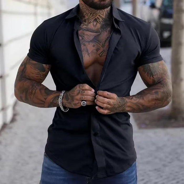 Leandro | Herren Kurzarmhemd Slim Fit Muskelschnitt