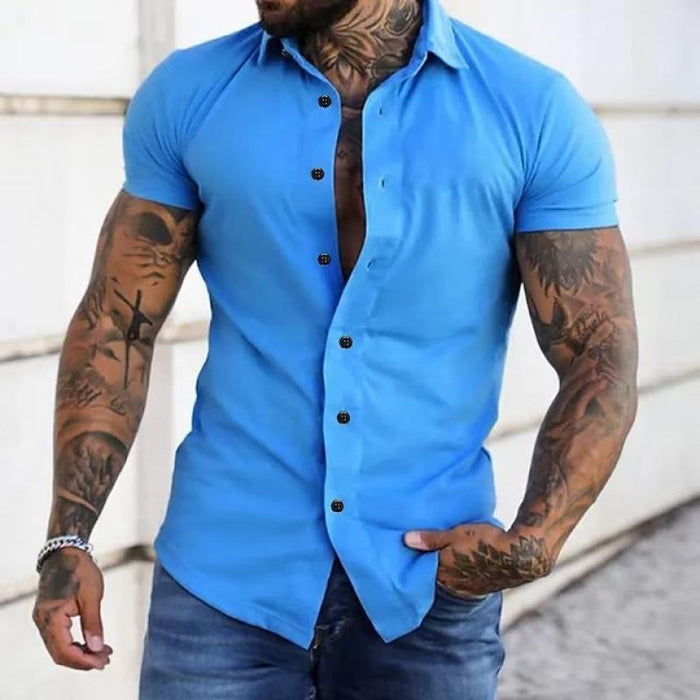 Leandro | Herren Kurzarmhemd Slim Fit Muskelschnitt