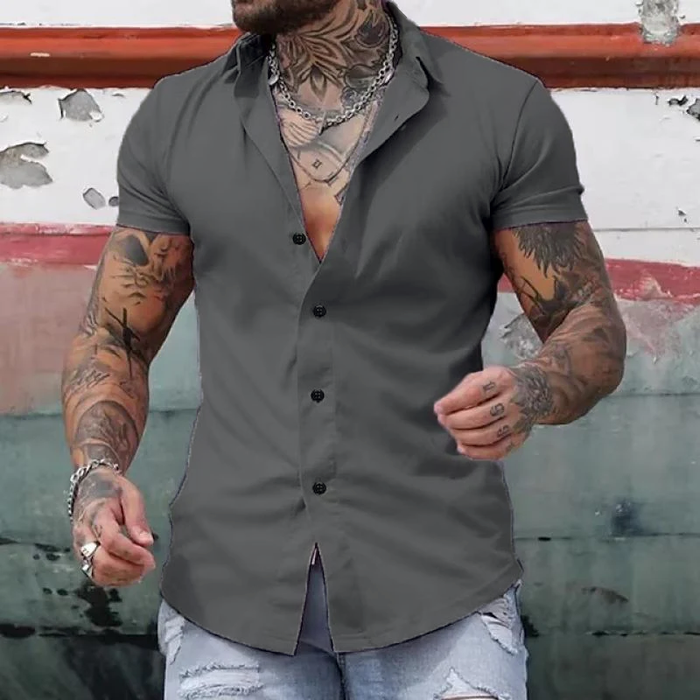 Leandro | Herren Kurzarmhemd Slim Fit Muskelschnitt