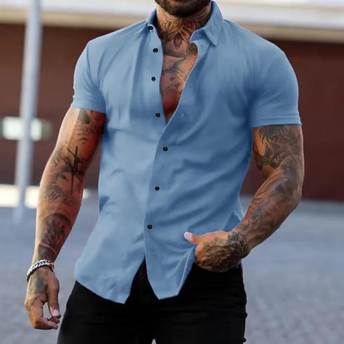 Leandro | Herren Kurzarmhemd Slim Fit Muskelschnitt