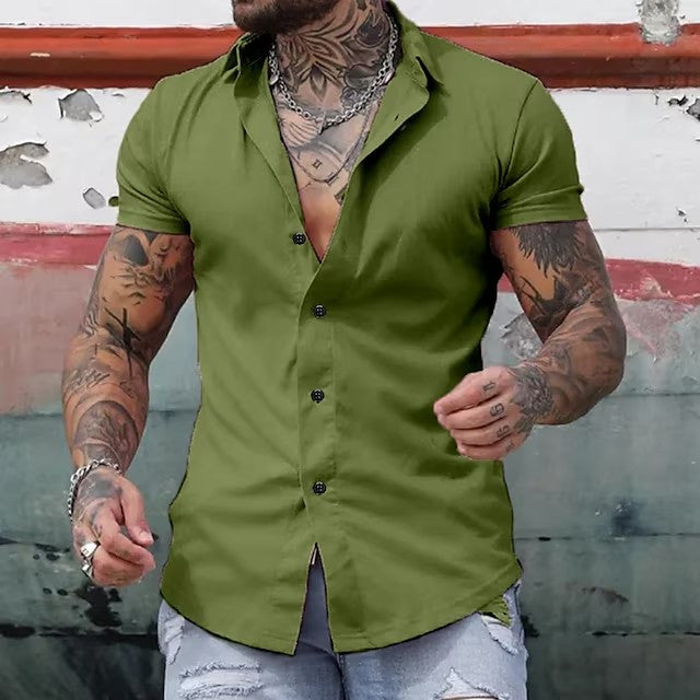 Leandro | Herren Kurzarmhemd Slim Fit Muskelschnitt