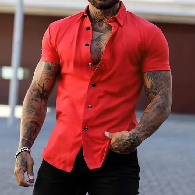 Leandro | Herren Kurzarmhemd Slim Fit Muskelschnitt